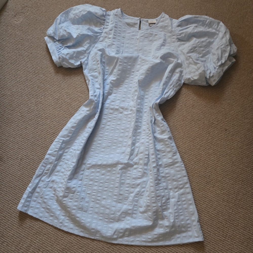 a. new day Blue Puffy Sleeved Shift Dress L